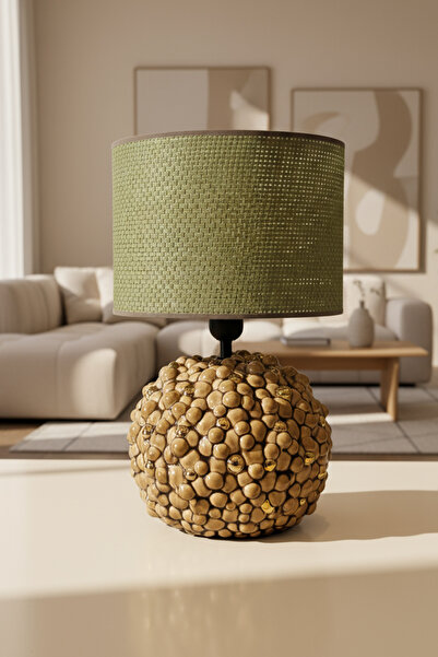 Otti Otte Gild-Brown Haki Hasır Başlıklı Modern Masa Lambası Abajur