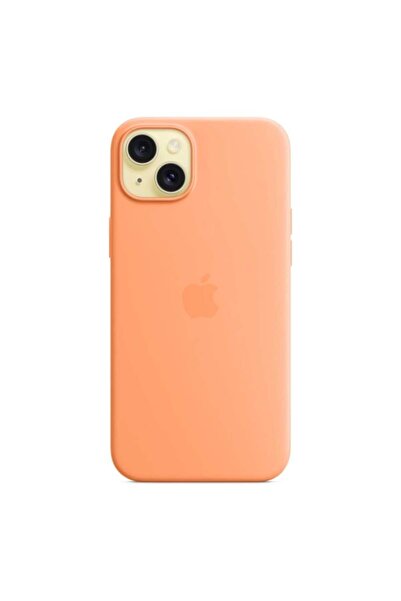 Apple Silicone Case with MagSafe for iPhone 15 Plus, Orange Sorbet