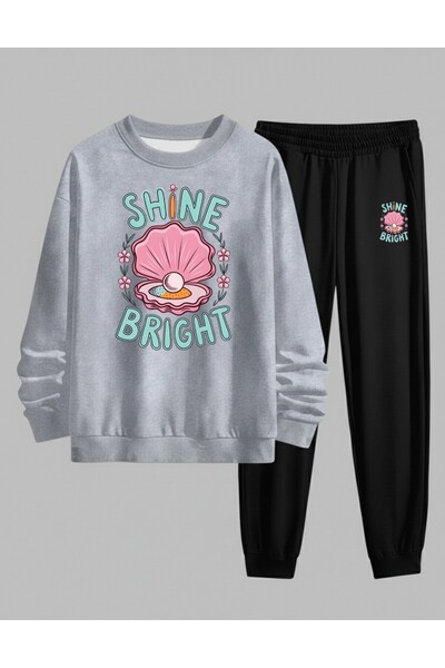 LORVEX Детска суитшърт - Комплект спортен екип с велосипедна яка SHINE BRIGHT...