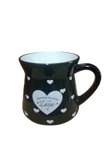 Elista Ceramic Cup with Handle Heart Pattern Colorful 150 Cc