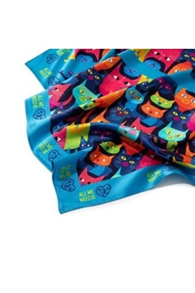 All We Need Is Pets Cats’n Power Blue Silk Bandana for Cats and Pet Lovers