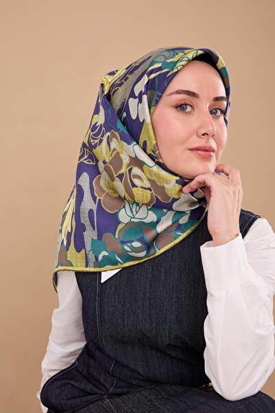 Silk Home Morcivert Green Floral Pattern Tivil Woven Pure Silk Scarf-Kvs0888