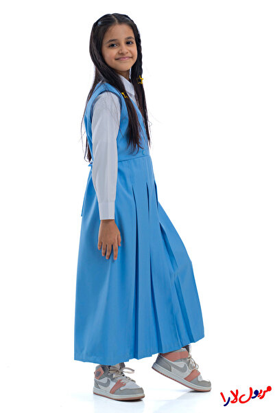 maryool lara مريول سماوي سادة موديل اربعة زرار