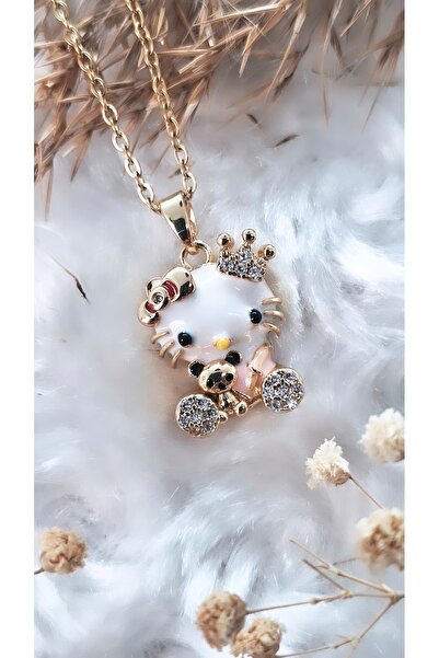 Serenity قلادة هيلو كيتي من الفولاذ مع تاج الأميرة