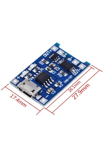 OEM 18650 charging module with micro USB power supply max. 1A INC MICRO MODULE