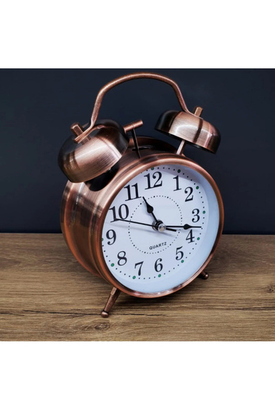 Kapital plastik Saat Dekoratif bakır görünümlu saat Metal Çalar Saat Masa Ofi...