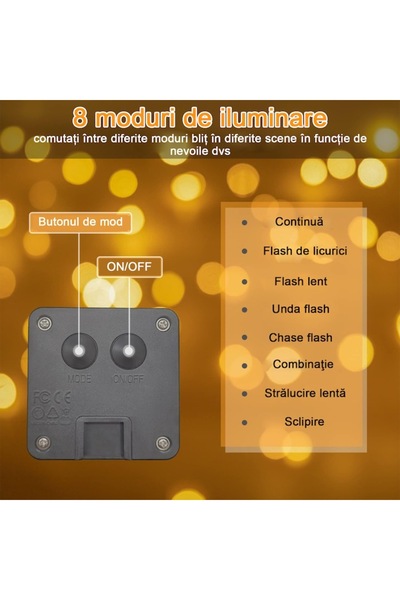 NUODWELL 10m Solar LED String Lights, 100 LEDs, 8 Modes, IP65, Warm White