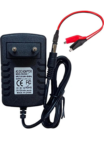 OEM 13.8V 2A charger for 12V lead acid/gel batteries with 2.1x5.5mm plug + crocodile clip cable (54