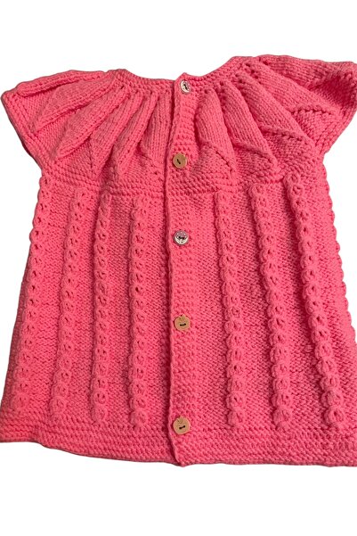 Ebrar Çeyiz Triangle Robe Coffee Bean Hand-Knitted Baby Vest