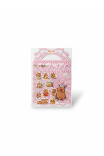 canpazar Capybara Capybara 11 Stickers/1 Keychain Sticker Set Watery