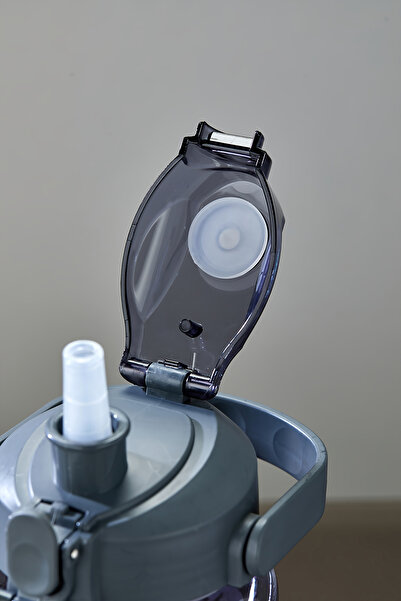 Mefa Mutfak Lockable Lid Straw Flask – Portable Water Bottle with Handle – Bpa Free – Food Grade – 1000 Ml/Gray