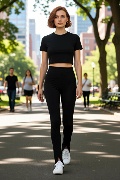 PayBuy Women's Slit Skinny Leg Knitted Pants Functional Durable Quality Comfortable Aesthetic Stylish