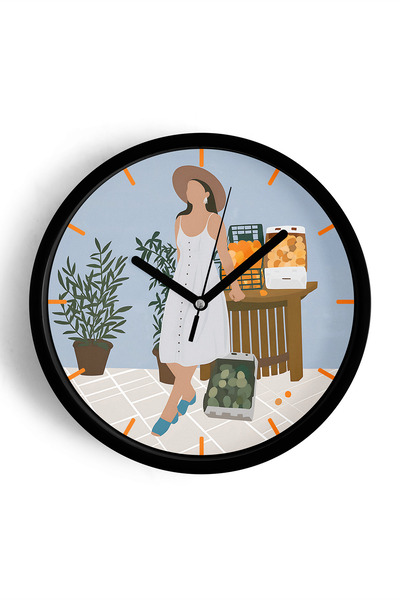 JHAAR ساعة حائط بتصميم عصري - 30 سم - هيكل أسود مع زجاج أمامي - آلية صامتة