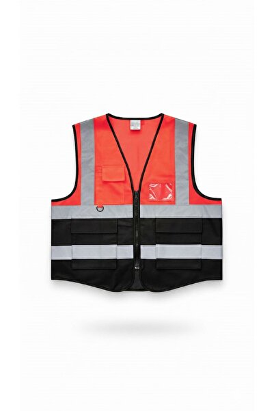 Generic High-quality safety vest for engineers, compliant with EN 20471 specifications, multi-pocket, 360-degree high-visibility reflective.