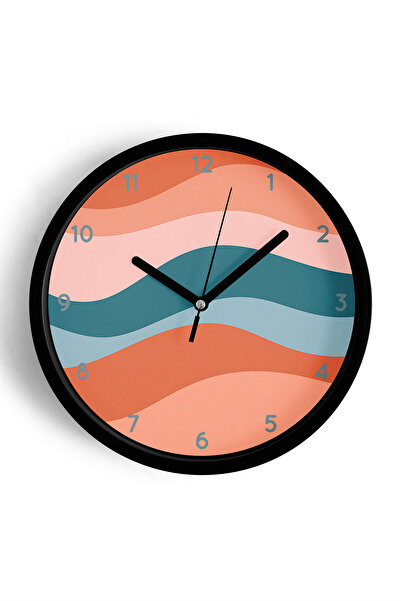 JHAAR ساعة حائط بتصميم عصري - 25 سم - هيكل أسود مع واجهة زجاجية - آلية صامتة