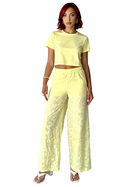 PayBuy Women's Brode Patterned Wide Leg Pants Functional Durable Quality Comfortable Aesthetic Stylish