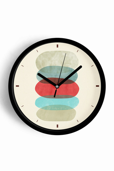 JHAAR Abstract - Ceas de perete modern boem - 35cm - Carcasă neagră cu sticlă...