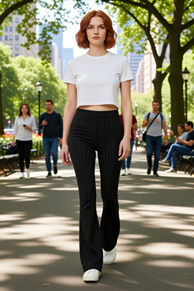 PayBuy Women's Striped High Waist Flare Pants Functional Durable Quality Comfortable Aesthetic Stylish