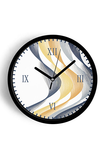 JHAAR Abstract - Ceas de perete modern boem - 30cm - Carcasă neagră cu sticlă...
