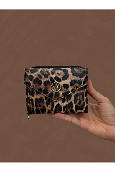 shiny ever Black Cream Leopard Patterned Leather Women's Wallet