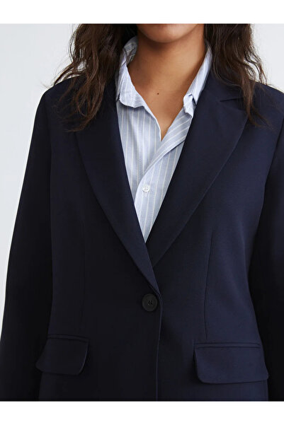LC Waikiki Lcw Vision Navy Blue Crepe Women's Blazer Jacket