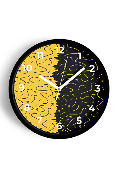 JHAAR Ceas de perete cu design modern - 25 cm - Carcasă neagră cu sticlă fron...