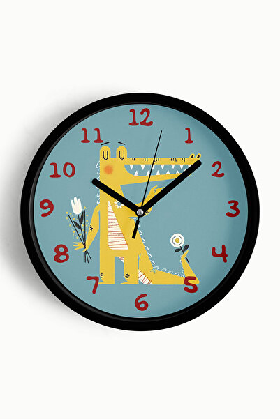 JHAAR Ceas de perete drăguț cu crocodil pentru camera copiilor - 25 cm - Carc...