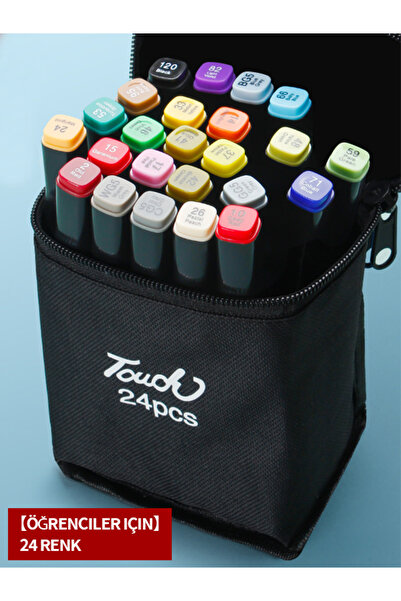 SPORMEN 24 Adet Renkli Çift Uçlu Kalın/ince Uçlu Keçeli Marker Seti Profesyon...