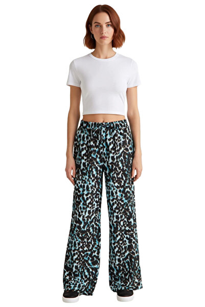 PayBuy Women's Leopard Patterned Wide Leg Woven Trousers Functional Durable Quality Comfortable Sports