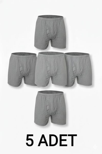 enmodaiçgiyim 5 Pieces Gray 100% Cotton Comfortable Fit Men's Long Underwear Boxer