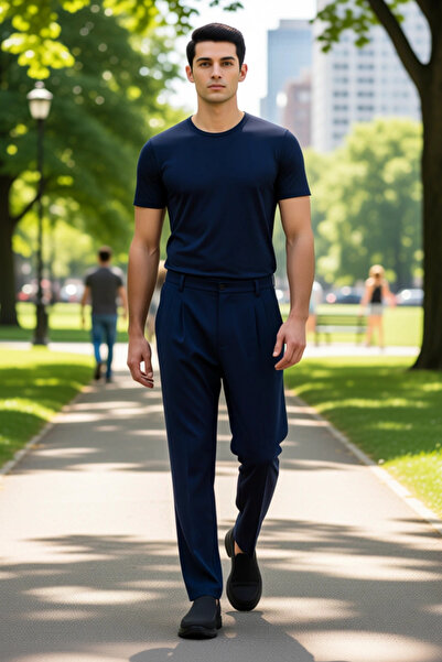 PayBuy Men's Anthracite Pleated Baggy Fit Fabric Trousers Functional Durable Quality Comfortable Stylish