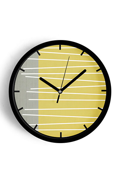 JHAAR Ceas de perete modern cu design abstract - 42 cm - Carcasă neagră cu st...