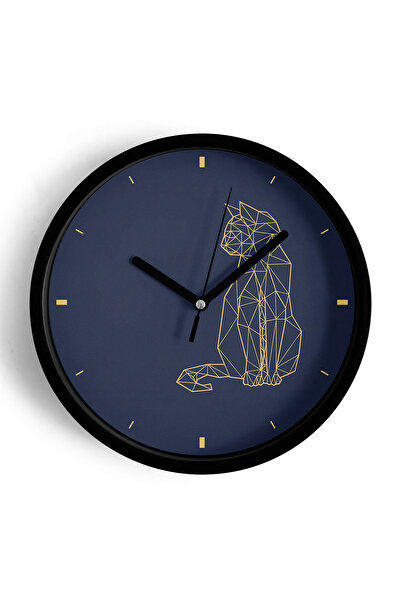 JHAAR Ceas de perete modern cu model geometric de pisică - 35 cm - Carcasă ne...
