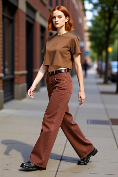 PayBuy Women's Low Waist Wide Leg Jeans with Belt Detail Functional Durable Quality Stylish