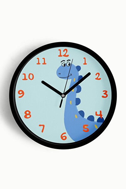 JHAAR Ceas de perete pentru camera copiilor cu ilustrație cu dinozaur drăguț ...