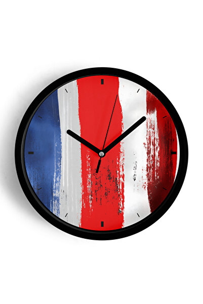 JHAAR Ceas de perete modern cu model cu pensule roșu, alb și albastru - 42 cm...