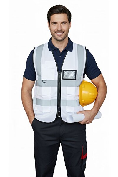 Generic High-quality safety vest for engineers, compliant with EN 20471 specifications, multi-pocket, 360-degree high-visibility reflective.