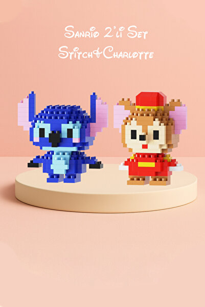 Arvela Mini Blok Oyuncak Figür Seti 2’li – Stitch & Charlotte | Mikro Blok Ko...