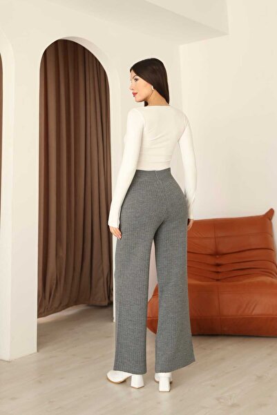 Leo Ferre Dark Gray Women's Comfortable Fit Knitwear Pants 25701