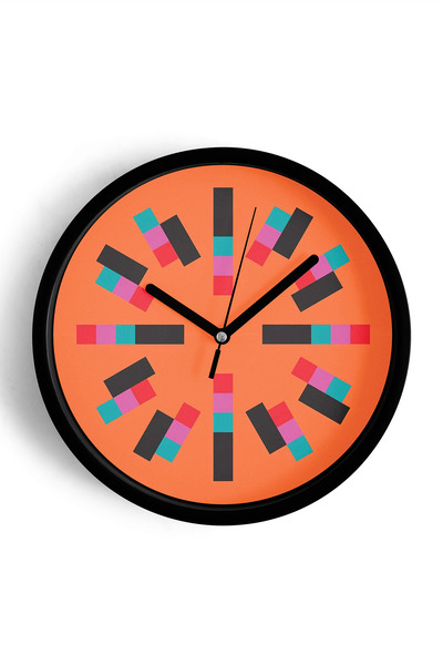 JHAAR ساعة حائط حديثة بتصميم هندسي - 42 سم - هيكل أسود مع واجهة زجاجية - آلية...