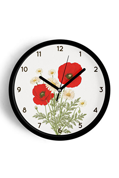 JHAAR ساعة حائط بتصميم عصري على شكل زهور تجريدية - 30 سم - هيكل أسود مع واجهة...