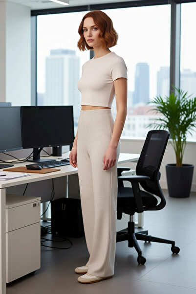 PayBuy Women's High Waist Straight Cut Knitted Pants Functional Durable Quality Comfortable Aesthetic Stylish