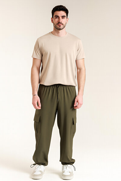 MODENZO بنطلون رجالي فضفاض بفتحات عند الأرجل (مع مشبك قابل للتعديل) مطاطي كار...