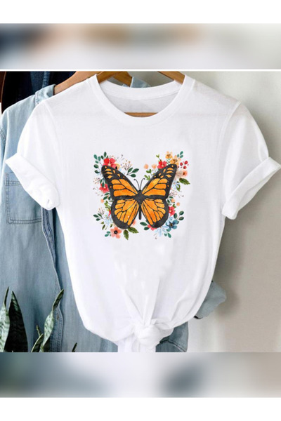 TİMİSİVA Unisex oversized με τύπωμα 100% βαμβάκι 30/1 Λευκό μπλουζάκι με κοντ...