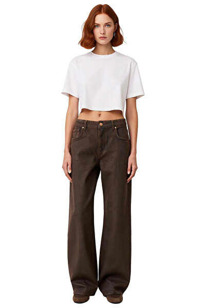 PayBuy Women's Leather-Look Wide Leg Jeans Functional Durable Quality Comfortable Modern