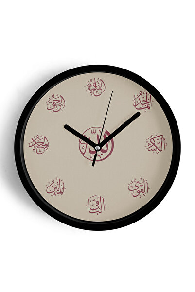 JHAAR ساعة حائط إسلامية حديثة بتصميم إسماءول حسناء - 30 سم - هيكل أسود مع زجا...