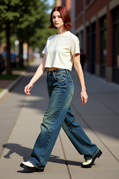 PayBuy Women's Wide Leg Jeans with Stitching Detail Functional Durable Quality Comfortable Casual