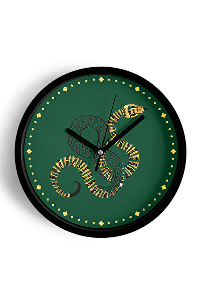 JHAAR Ceas de perete modern cu tematică șarpe abstract - 42 cm - Carcasă neag...