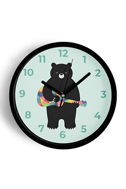 JHAAR Ceas de perete pentru camera copiilor cu ursuleț cântând la chitară - 2...