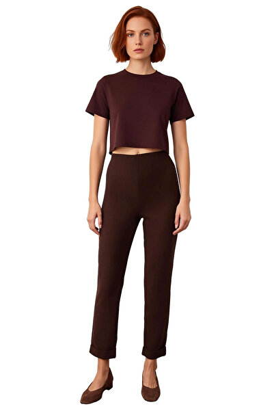 PayBuy Women's Dark Brown Carrot Cut Woven Pants Functional Durable Quality Comfortable Casual